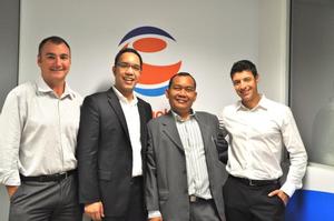 The Jet Technologies Jakarta team (left to right): David Reece (sales director Australia),  Arman Mampuk (sales director Indonesia), Yanuar Emilius (office manager, Indonesia) and Jack Malki (director).